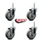 Service Caster 4 Inch Gray Polyurethane Wheel Swivel 58 Inch Threaded Stem Caster Set Service Caster SCC-TS20S414-PPUB-58212-4 - alternate 4